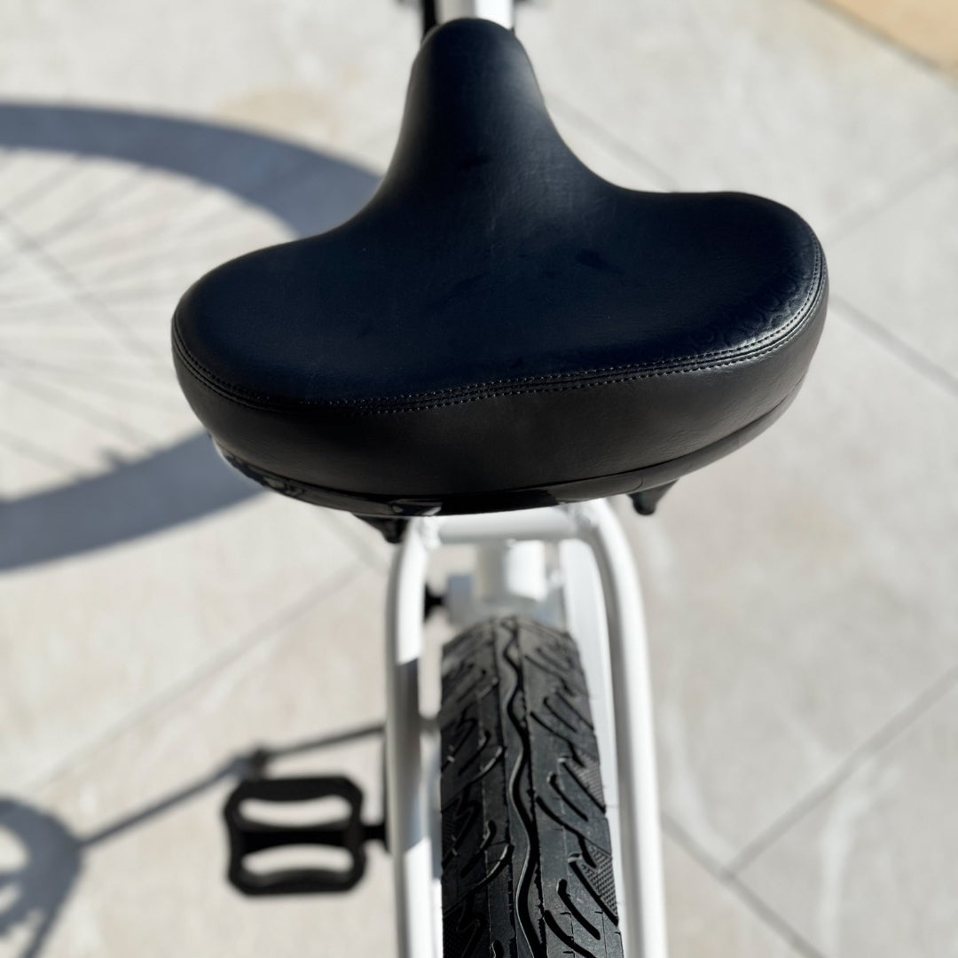 Selle Beach Cruiser OG Lowrider 209 Tout Blanc + Poignées Blanches Personnalisées - NEUF