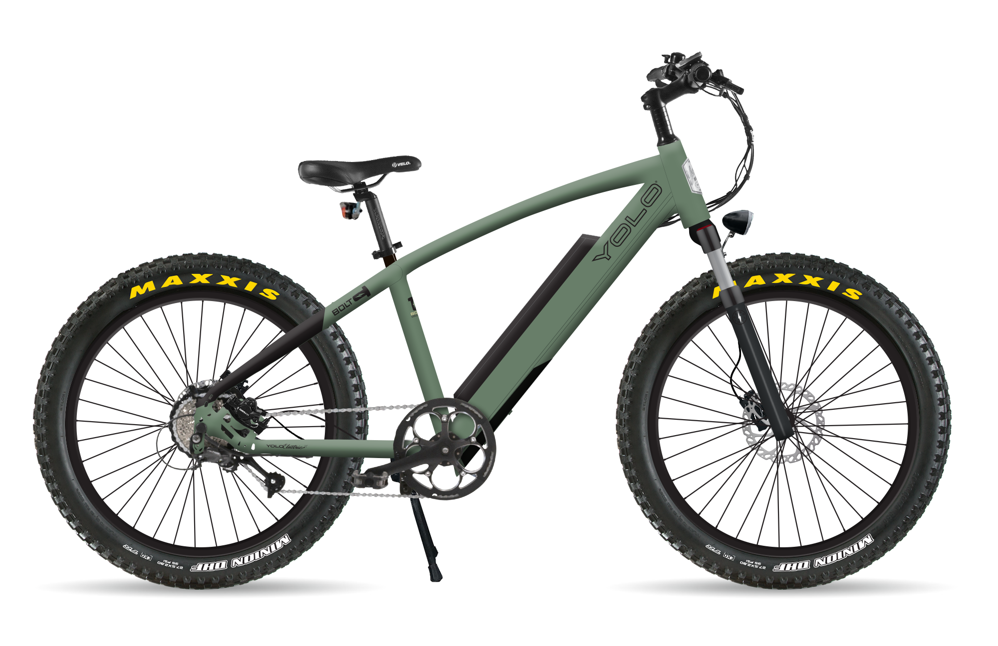 YOLO BOLT Electric Bike Army YOLO Board and Bike