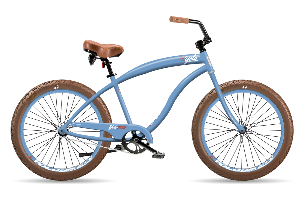 Single Speed Fat Tire Beach Cruisers YOLO Board and Bike