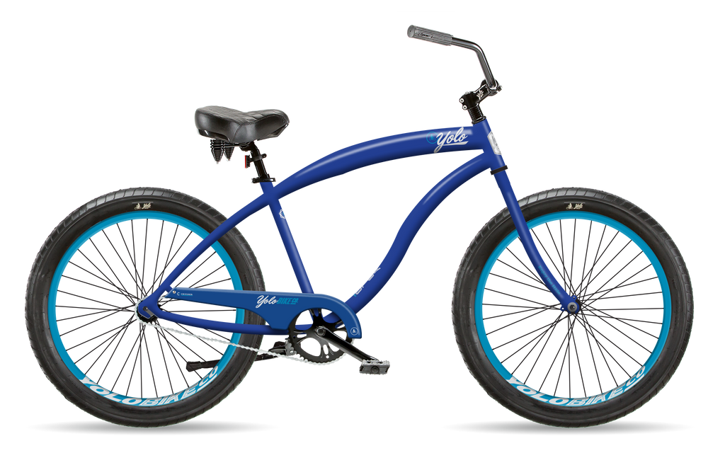 3 Fat Tire Beach Cruiser Bike Royal Blue YOLO Board and Bike