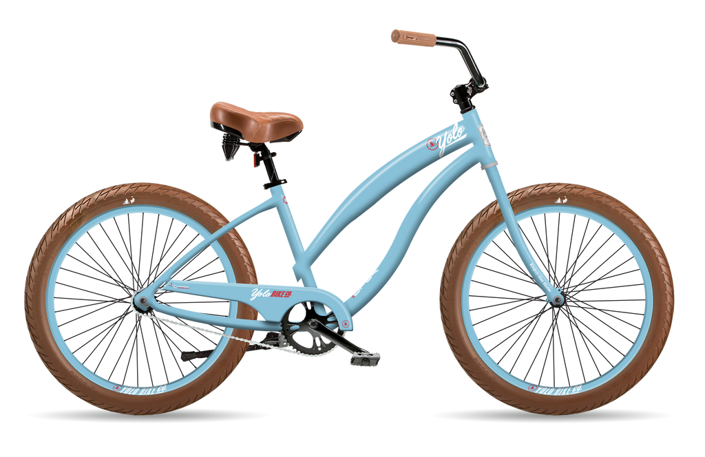 3 Fat Tire Beach Cruiser Bike Celeste Blue