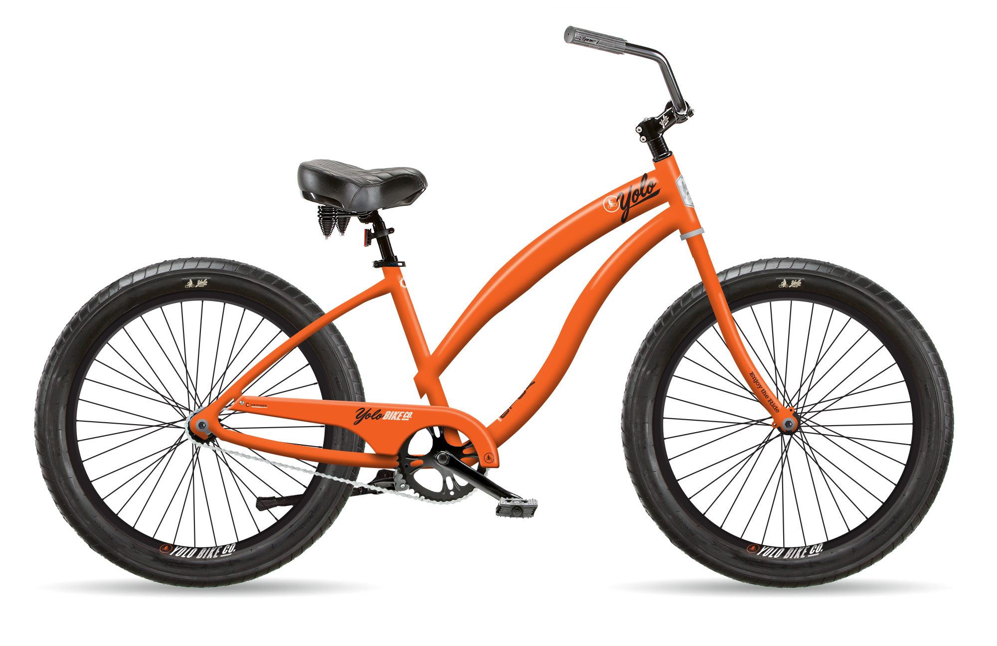 3 Fat Tire Beach Cruiser Bike Orange YOLO Board and Bike