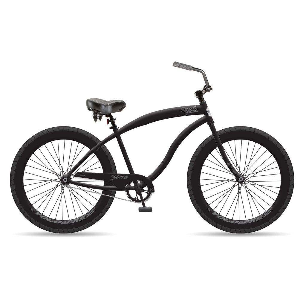 3" Fat Tire Beach Cruiser Bike - Black - YOLO Board and Bike