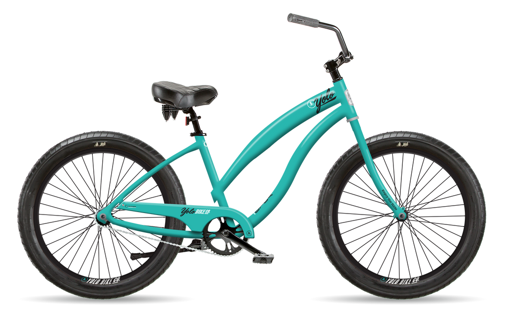 3 Fat Tire Beach Cruiser Bike Island Turquoise YOLO Board and Bike